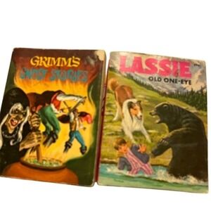 Vintage Whitman Big Little Books Lot of 2 Grimm's Ghost Stories & Lassie